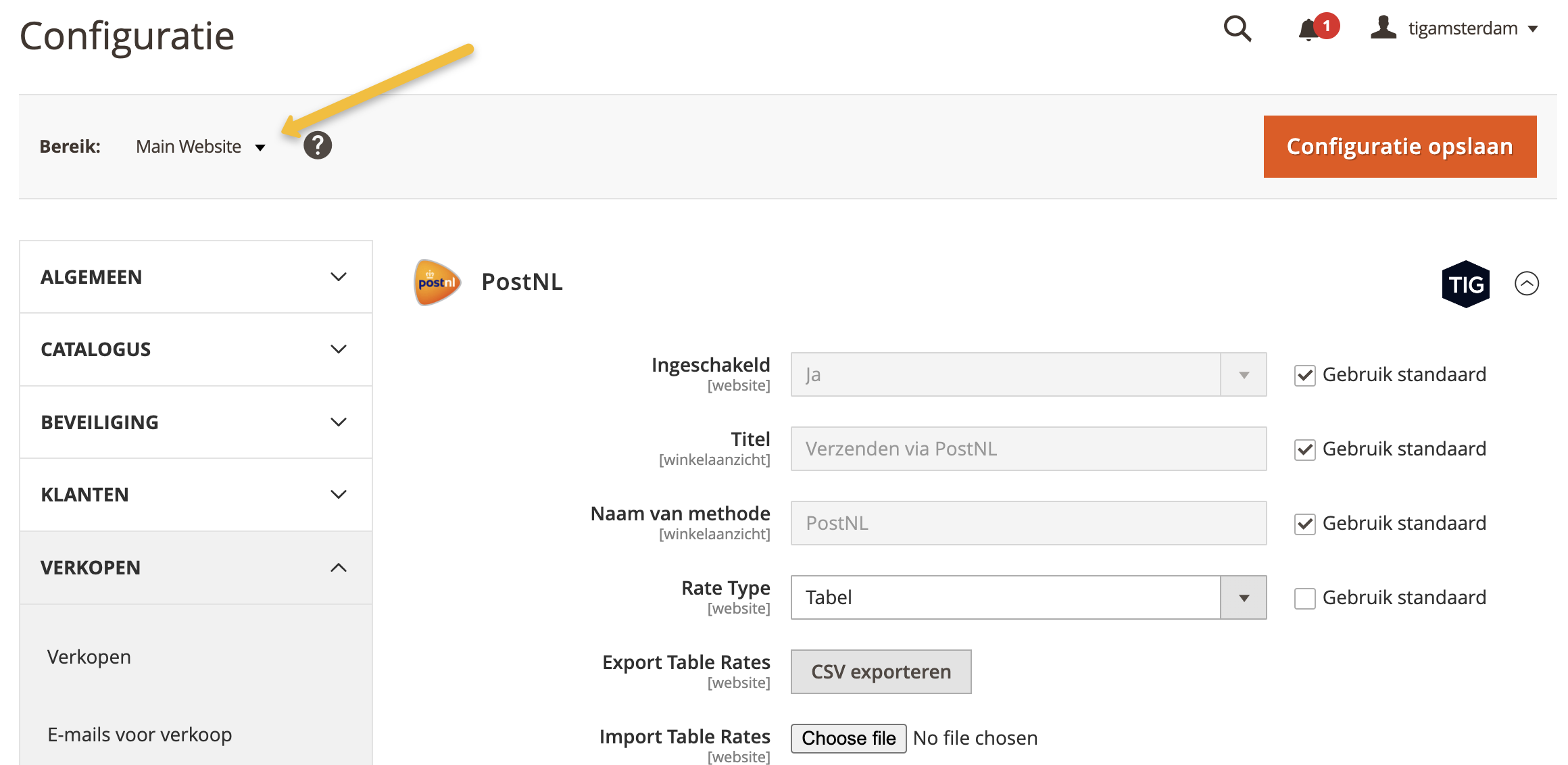 PostNL Table Rates